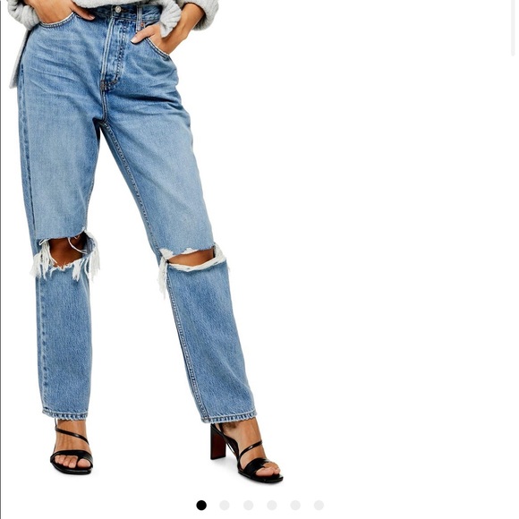Topshop High Waist Ripped Dad Jeans - Picture 3 of 5